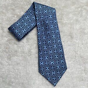Hermes Blue Silk Geometric Tie